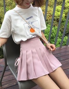 Cute A line side bow pleated skirt Color: white, pink, black Size(cm): S, M, L S length 39 waist 64 M length 40 waist 68 L length 41 waist 72 Style Mini Skirt, Womens Pleated Skirt, Rock Outfit, Student Girl, White Mini Skirt, Wrap Around Skirt, Dance Skirt, College Style, College Fashion