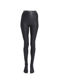 Find SAINT LAURENT Shiny Footed Leggings With Logo Band on Editorialist. Saint Laurent footed leggings featuring a shiny finish High rise Branded logo waistband Skinny, fitted legs Full length Second-skin fit Pull-on style Polyester/elastane Made in Italy Footed Leggings, Second Skin, Brand Logo, Saint Laurent, Full Length, Great Deals, High Rise, In Italy, Leggings