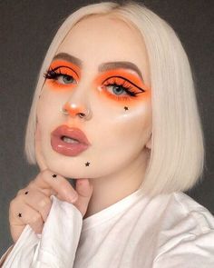 Editorial Make-up, Halloween Make-up Looks, Make Up Designs, Festival Make Up, Party Make-up, Drag Make-up, Orange Makeup, Smink Inspiration, Beauty Make-up