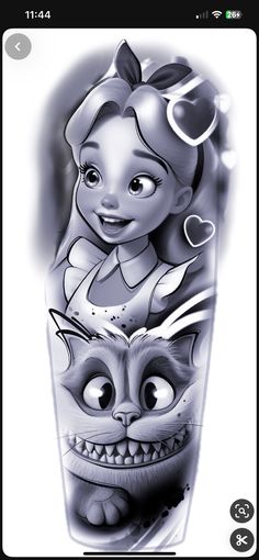 Tato Realis, Cartoon Tattoo Ideas, Tim Burton Tattoo, Alice And Wonderland Tattoos, Animated Shows, Nightmare Before Christmas Tattoo, Cartoon Tattoo, Blue Rose Tattoos, Realistic Tattoo Sleeve