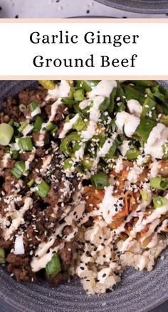 garlic ginger ground beef in a bowl