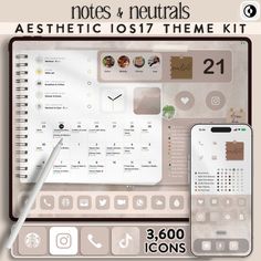 an image of a note and neutrals aesthetic list theme kit for the iphone 3, 600 icons