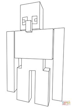 a drawing of a minecraft block that looks like it is in the shape of a house