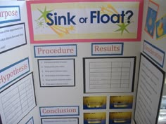 a poster with information about how to use the sink or float? sign in front of it