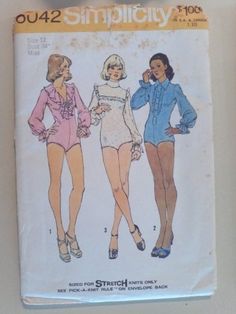 Bodysuit Pattern, 1970s Sewing Patterns, Costume Sewing Patterns, Body Suits, Blouse Pattern Sewing, Top Sewing Pattern, Womens Sewing Patterns, Rockabilly Dress, Knit Bodysuit