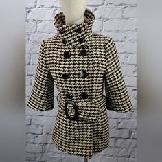 Brand New With Tags 100% Wool Made In Canada Excellent Quality And Design Preppy Brown, Tweed Coat, Belted Jacket, Wool Peacoat, Green Coat, Printed Denim, Pea Coat, Black Blazers, Wool Jacket