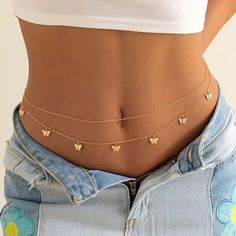 Golden Butterfly Waist Chain Alloy Fashion Jewelry Condition: New Jóias Body Chains, Waist Jewelry, Body Chains, Belly Jewelry, Streetwear Summer, Belly Chain, Waist Chain, Chain Belt, Body Chain Jewelry