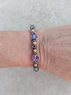 Bracelet For Her, Bali Silver, Swarovski Crystal Bracelet, Bracelet Crystal, Silver Crystal, Crystal Bracelet, Aurora Borealis, Crystal Bracelets, Handmade Bracelets