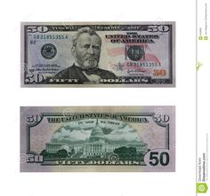 Photo about Both sides of the fifty dollar bill isolated on white with clipping path. Image of mask, luck, growth - 642889 Fake Dollar Bill, Twenty Dollar Bill