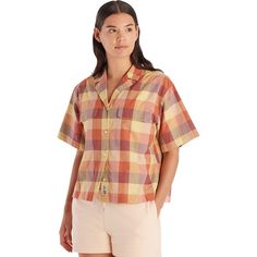 When the summer heat is coming in hot, button up with the laid-back vibes of the Muir Camp shirt. Your new go-to collared shirt for summer mountain fun can now make a splash at the pool and cocktail party. Flex your vintage style prowess with a timeless, eye-catching camp collar without losing sight of your adventurous side. Updated with a recycled polyester ripstop and cotton blend, this collared short sleeve gives you soft, breathable durability so you're trail and campsite ready for many Summer Camp Shirt With Pockets For Vacation, Summer Tops With Button Closure And Camp Collar, Summer Top With Button Closure And Camp Collar, Summer Top With Relaxed Fit And Camp Collar, Summer Shirt With Camp Collar And Pockets, Cotton Camp Shirt For Summer, Summer Shirt With Pockets And Camp Collar, Summer Cotton Camp Shirt With Button Closure, Summer Collared Camp Shirt With Pockets