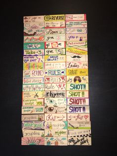 a large poster with lots of different words on it's sides and the word shot written in multiple languages