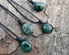 Beautiful handmade Emerald stone pendant, with an adjustable black necklace cord. Emerald, May's birthstone, is known as the love passion, and relationship crystal that can also bring prosperity, joy, hope, and emotional healing. This necklace is a unique creation that will shine out the uniqueness in you. It can be a great gift for your loved one or yourself! *'¨) ¸.*'¸.**'¨) ¸. (¸.*' (¸.*` ♥ *FREE INTERNATIONAL SHIPPING ►►You will receive one stone pendant chosen randomly from the lot. ►►As na Spiritual Necklace With Sliding Knot As Gift, Spiritual Necklace With Sliding Knot For Gift, Spiritual Crystal Necklace With Adjustable Cord As Gift, Spiritual Crystal Necklace On Waxed Cord As Gift, Emerald Jewelry Necklace, Green Stone Pendant, Necklace Cord, Birthday Gifts For Husband, Crystal Necklaces