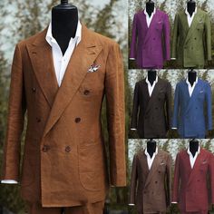 #ad Find ideas and inspiration for Fashion Men's Linen Suits Peak Lapel Double Breasted Blazer Slim Fit Tailored, Fashion Mens Suit Brown Double Breasted Suit With Lapel Collar, Brown Double Breasted Suit With Welt Pockets, Linen Suits For Men, Tailored Fashion, Linen Suits, Peak Lapel, Breasted Blazer, Double Breasted Blazer, Fashion Mens