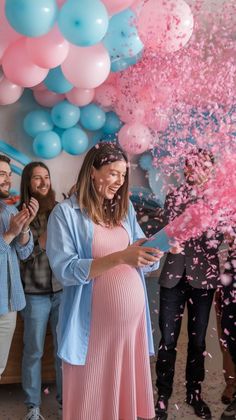 Woman at gender reveal party