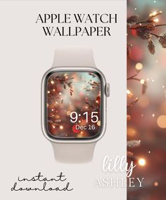 the apple watch wallpaper is displayed with an image of christmas lights and garlands