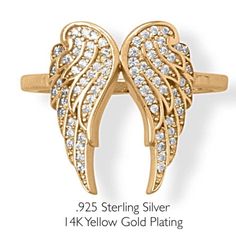 Beautiful Brand New 14kt Yellow Gold Plated Angel Wings Ring. Size 8. Arrives In Gift Box Angel Wings Ring, Wings Ring, Oval Morganite Ring, Angel Wing Ring, Pear Wedding Ring, Dainty Wedding Ring, Dainty Band, Pink Tourmaline Ring, Vintage Sterling Silver Rings