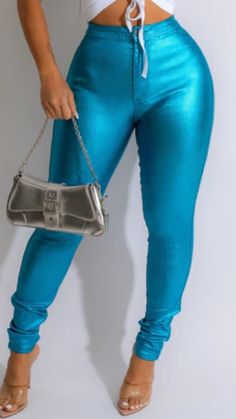 High waisted great stretch excellent quality washes well maintain color and shape tall girl friendly Xl fits upto 14-16 Metallic Jeans, Best Resolution, Tall Girl, Aqua Blue, High Waisted, Blue, Color