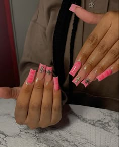 Pink Nails Girly, Freestyle Nail Sets, Cute Freestyle Nails, Short Freestyle Nails, Purple Acrylic Nails, Drip Nails, French Acrylic Nails, Girly Acrylic Nails