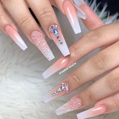 French Pedicure, Gel Pedicure, 13 November, Long Nail Designs, Ombre Acrylic Nails, Nails Design With Rhinestones, Stiletto Nails Designs