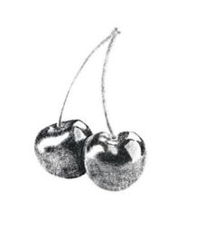 two cherries on a white background are drawn in pencil and have been placed together