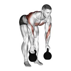 a man doing push ups with dumbbells in front of his back, on a white background