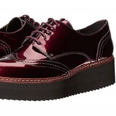 Shellys London Tommy Burgundy Lace Up Platform Wingtip Oxford Shoes,Sz/6.Nwb! Heel Height: 1 34 In Platform Height: 1 14 In Synthetic Upper, Lining And Out Sole. Made In Spain Oxfords Women, Women Oxfords, Snake Skin Shoes, Wingtip Oxford Shoes, Wingtip Shoes, Oxford Platform, London Shoes, Wingtip Oxford, Women Oxford Shoes