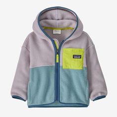 Built of double-sided recycled polyester fleece, this relaxed, full-zip hooded jacket is a soft, cozy layer made to last and keep babies warm while playing outside in cool temperatures. Made in a Fair Trade Certified™ factory. | Patagonia Baby Synchilla® Fleece Hoody in Echo Purple, 12-18 Months - Kids' Fleece Jackets - Recycled Nylon/Recycled Polyester/Pfas Patagonia Baby, Baby Patagonia, 50% Logo, Patagonia Kids, Playing Outside, Boy Hat, Baby Warmer, Plush Animals, Cool Sweaters