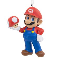 an ornament shaped like mario holding a mushroom