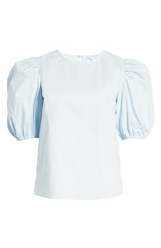 Full of charm, this crisp poplin top is framed with perfectly puffed sleeves for an irresistible silhouette. Style Name:English Factory Puff Sleeve Top. Style Number: 5989720. Cotton Top With Pleated Balloon Sleeves, Cotton Top With Balloon Pleated Sleeves, Cotton Balloon Sleeve Tops For Work, Cotton Top With Puff And Pleated Sleeves, Classic Cotton Tops With Balloon Sleeves, Blue Tops With Gathered Sleeves For Work, Blue Top With Gathered Sleeves For Work, Blue Workwear Top With Gathered Sleeves, Blue Puff Sleeve Top With Gathered Sleeves