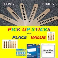 pick up sticks for place value on the floor with instructions to make them look like they are