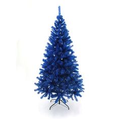 a small blue christmas tree on a white background