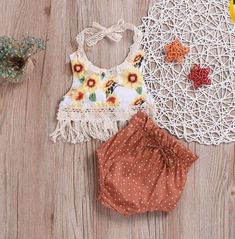 Baby Girl – Infant Route Sunflower Girl, Girls Spring Outfits, Cute Sunflower, Polka Dot Shorts, Backless Top, Baby Shorts, Girls Clothing Sets