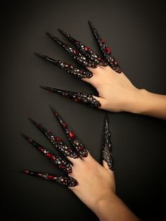 Vampire Claws Black&red handmade unique Black Claw-shaped Halloween Jewelry, Gothic Halloween Jewelry With Spikes, Gothic Spiked Jewelry For Halloween, Black Gothic Jewelry With Spikes, Vampire Claws, Finger Claws, Claw Rings, Halloween Sugar Skull, Goth Party