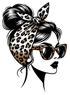 a woman wearing sunglasses and a bow in her hair with leopard print on the side