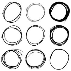 set of hand drawn circles on white background