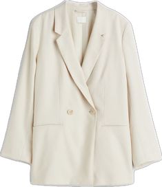 Chic Beige H&m Outerwear, H&m Cream Outerwear For Spring, H&m Cream Spring Outerwear, Cream H&m Outerwear For Spring, Chic White H&m Outerwear, Chic Beige Blazer For Brunch, Elegant H&m Outerwear For Work, Elegant H&m Workwear Outerwear, Chic Tailored H&m Outerwear