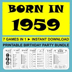 the birthday party game for born in 1950 with instructions to play and print on it