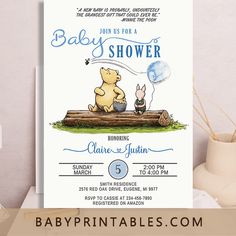 winnie the pooh and piglet baby shower card