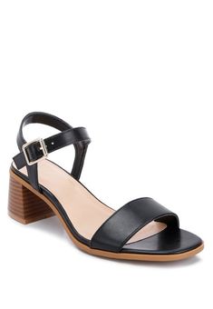 Varya Stacked Heel Sandals Black sandals Stacked Heel Sandal, Fall Capsule Wardrobe, Activewear Sets, Black Sandals Heels, Chic Accessories, Pump Sandals, Bottom Clothes, Heel Sandals, Boot Shop