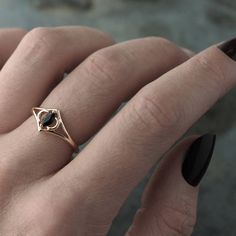 Plain Ring, Hand Rings, Solid Gold Band, Black Spinel, Women Ring, Pretty Rings, Fantasy Jewelry, Jewelry Inspo, Dream Jewelry