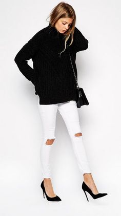 Basic Clothing, Weekend Mode, Cable Jumper, Cable Sweater, Black Turtleneck, 가을 패션, Black Sweater, Mode Inspiration