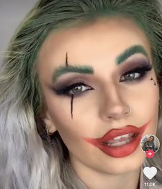 Hot Joker Costumes, Female Joker Halloween Costumes, Womens Joker Costume, Simple Joker Makeup, Joker Girl Makeup, Joker Inspired Makeup, Diy Joker Costume Women, Joker Halloween Costumes Female, Joker Makeup Female