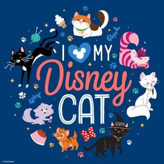 i love my disney cat t - shirt with many different cats and mice around it