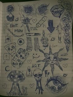 a notebook with some drawings on it