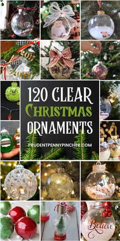 twelve clear glass christmas ornaments with text overlay that reads, 12 clear glass christmas ornaments