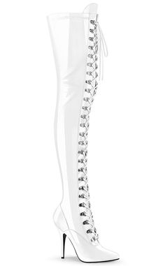 SEDUCE-3024 White Patent Thigh High Boots-Pleaser-Tragic Beautiful White High Heel Boots, White Thigh High Boots, White Thigh Highs, Thigh Bag, Prom Outfit, Pleaser Shoes, Prom Outfits, White Boots, Pretty Shoes