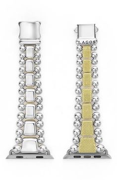 Turn your Apple Watch into a sophisticated piece of fine jewelry with this band featuring 18-karat gold, sterling silver and signature Caviar beading. Fits 42mm–49mm Series 1–8 Apple Watch (not included) Sterling silver/18k gold Imported Luxury Silver Jubilee Bracelet Watch Band, Luxury Adjustable White Gold Apple Watch Band, Formal Silver Apple Watch Band With Polished Finish, Adjustable Gold Jewelry With Palladium Hardware, Silver Watch Bands With Palladium Hardware For Gift, Elegant Adjustable Watch Bands With Polished Finish, Elegant Silver Apple Watch Band For Formal Occasions, Elegant Adjustable Yellow Gold Watch Band, Elegant White Gold Jubilee Bracelet Watch Band