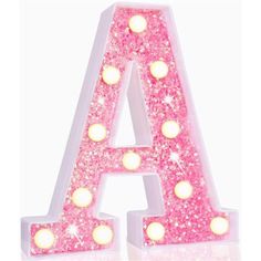 the light up letter is pink and white