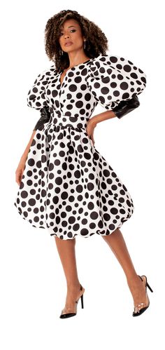 For Her NYC 82150 1 piece Puff Sleeve Scuba Dress Colors: White/Black Sizes: S, M, L, XL, 1X, 2X Fitted Bubble Dress With Balloon Sleeves For Spring, Voluminous Bubble Dress For Spring Party, Black Fitted Dress With Balloon Sleeves, Chic Fitted Bubble Dress With Puff Sleeves, Fitted Puff Sleeve Dress With Bubble Hem, Black Puff Sleeve Dress For Cocktail In Spring, Black Puff Sleeve Dress For Spring Cocktail, Spring Black Dress With Balloon Sleeves, Black Balloon Sleeve Dress For Spring