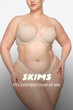 You’ll look and feel so good in our reinvented, buttery-soft t-shirt push-up bra. This innovative style offers a sexy, supportive lift with its light push-up foam pads and flexible, ultra-comfortable underwire. Features 360 stretch to fit in between sizes, adjustable straps, and hook and eye back closure. Fits true to your SKIMS bra size. | SKIMS Push-Up Bra | Light Neutral | 36B | Fits Everybody Innovative Fashion, Be True To Yourself, Push Up Bra, Bra Sizes, Push Up, Bralette, Adjustable Straps, Bra, T Shirt